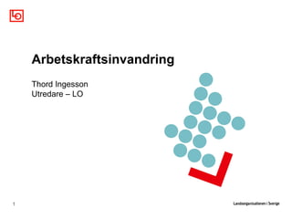 1 
Arbetskraftsinvandring 
Thord Ingesson 
Utredare – LO 
 