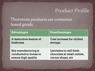 Product ProfileThorntons products are consumer based goods.