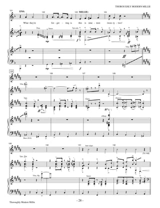—28—                                                          THOROUGHLY MODERN MILLIE


                                                                                                                                                               œ œ œ Ó                                        ####
 121


 &b Œ œ                        ˙                    Œ œ. œ œ. œ œ                                                                                                                                                     #
          ENS:

                                                                                                                                           œ
                                             122                                                       123   MILLIE:                                    124


                                                                                                              œ œ #œ                                           J   J
         ^                                                                                                                       - . ‰ -j                                                               -j
                                                                                                                                              >j -
                  What they're                                for - get         -       ting is              this       is nine - teen                        twen - ty - two!
                                                                                                             ^          ^                                                        .j ‰ ^
         œ
  b ~~~n œœ Œ
                                                       ^ Saxes                                                                                                                                                ####
 & œ                           Œ                                                                             œ          œ     œ. œ œ nœ œ                                        œ ## œ             nœ                #
                                     Tbns                                                         Tpt solo

                                         œ ~~~~                                                              œ                                                                        œ
    ~~ œ                                 œ~                                                                 bœ                                                                   œ ‰ #œ
                                         > ~~~~ n œ œ                                                                                     ~~~ œ .
                                                                            ## œ             œ                                                                                        œ
                                               ~ œ. œ.                                                                           ~~~~~~~~~ >
                                                                               œ             œ
                                                                                             .               œ                                                                   J                 #œ
                                                P
                                                                               .
                                                                                                           fﬂ           ˙ . ~~~                                                  v    v              J
                                                                                                                                                                                                     -
                                                                                                                            Tbns

                                                                                                                                                                                      ƒ
        >                                                                                                               >                                                                       . . .
                                                                                                                                                                                               #œ #œ nœ
        œ                                                                                                                                                                                                     ####
 & b ~~~ Œ                     Ó                                                                                                                               Ó                    Œ                                 #
                                                                                                                                                                                        Vlns




                                                                                                                                                                                   ƒ                ~~
                                                                                                                                                                                                ~~~~ # # # #
                                                                                                                                                                                                    3


 ?b                                                                                                                                                            Ó                            ~~~
                                                                                                                                                                                   # ˙ ~~~~
                                                                                             nœ               œ         Œ        Ó                                                                           #
                      Œ        Ó                   œ œ                       #œ
              œ                                    P                                                          f                                                                      >
       ####
 125


 &            #
                                                          126                                                       127                                            128




                     #> .
                      ˙                                                                                                                        >
                                                                                                                                               œ
       ####                                      #>
                                                  œ              ˙                            .
                                                                                         œ. œ œ                             #> ‰ ‰
              Vlns

                                                                                                                             œ
 &            #                                                                               J ‰                                                   Œ                                                         j ‰
                                                                                                                                                              œ           ˙.                                 œ
                                                                                                                                                              >
                         -                                                  - . ‰ - .
       ####                        .j Ó                          Œ                 j                                                                                      œ. œ nœ. œ #œ. nœ œ
                                                                                                                                 ‰ ‰ œ Ó
                     Tpts                                                                                                                                                (Saxes)


      # œ ..                                                                œ. œ
                                                                                                                        (Tpts)

 &          œ.
            œ
                                   œ œœ œ
                                   œ ‰ œ œ
                                   œ                             œ          œ .. œ Ó œ œ
                                                                            œ œ œ œ  œ œ                                    # œœ
                                                                                                                              œ      œ
                                                                                                                                     œ
            Ó                             J œ                    œ                                                                   >                                    œ. œ nœ. œ #œ. nœ œ
                                                                                                                                                                          .     .     .     .
                                       ƒ Saxes .                 œ          Œ                                                 >                          ^
           #>
            œ                                                    .                                                                                       œ
  # ## ~~~
 & # #         Œ                         Ó                                                                                  Ó                       Œ #œ
                                                                                                                                                   +Harp


                                                                                                                                                         œ
                                                                                                                                                         œ
                                                                                                                                                         œ
 ? ####                                                                                                                                                  v
              # nœ Œ #œ                            œ             œ
                                                                 >
                                                                            Œ
                                                                                         œ
                                                                                                       Œ                    œ          Œ
                                                                                                                                                    œ
                                                                                                                                                              Œ           œ             œ           œ        nœ
                  Bass (8vb)                       >

       ####
129


 &            #                                                                                                     Œ ¿                    Œ             ¿                ¿             ¿           ¿             Œ
                                                   130                                                       131          butt slaps                               132




                     -                                               -                - .                                                                                                       >
                                                                                                                                                                                                œ œ ~~~ Œ
                                                                                .
                                                                                                                                                                                                              (To 143)

                               .j                                                                                                                                         >
  # # # # œ ..                 œ Ó                        Œ                       ‰ n œj # œ                        >                      >
              Tpts, Tbn

                                                                     œ.         œ                                   œ œ                    œ                              œ.       œ œ.
 & # œ.   œ                    œ
                               œ                                     œ ..
                                                                     œ          œ nn œ ## œ
                                                                                œ                                                                        œ. œ                                   œ œ
          œ              .     œ Ó                        Œ          œ.         œ ‰ nœ œ
                                                                                      œ œ                           œœ Œ
                                                                                                                    œ                      Œ             œ. œ œ
                                                                                                                                                                          œ.
                                                                                                                                                                          œ        œ œ. ‰
                     -         J                                     -                J                                                                                              œ              œ
                               .             >                                  .     - .                           v                                       >                        J              J œ.
                                             œ            w                                                                                                                          .              - >
       ####                                  œ            w                                                                                                                                            j
                                                                                                                                                                                                    ‰ œ ‹œ ?
 &            #      Ó               Œ                                                                              Œ        œ . œ ‰ ‹ œj œ                               œ ..     œ œ.         œ
                               Vlns, Hp                                                                                     Saxes


                                                                                                                             œ. œ                                         œ        œ œ          œ     œ œ
                                                                                                                                                                                                      œ œ
                                                                                                                                       œ œ
                                                                                                                             - . œ. ‹ - œ.
                                                                                                                             œ         œ                                  œ
                                                                                                                                                                          -.       œ œ ..       œ
                                                                                                                                                                                                .     - .
 ? ####
              # œ Œ                  œ       œ
                                             >            œ
                                                                     Œ              œ              Œ                œ        Œ
                                                                                                                                           œ
                                                                                                                                                         Œ                œ             Œ           œ             œ

Thoroughly Modern Millie
                                                                                                        - 28 -
 
