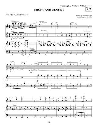 —68—
                                                                                                                                Thoroughly Modern Millie
                                                           FRONT AND CENTER                                                                                                    7A
CUE: MISS FLANNERY: "Move it!"                                                                                                                              Music by Jeanine Tesori
                                                                                                                                                             Lyrics by Dick Scanlan


                 œœœœœœœœ>       œ              ˙.                                                     œ            b˙.                            œ
          Vlns, Cello (8vb)                     Vlns (loco),

                                            œ                                                                                                               ˙.
                                              2

 4               œ œ œ œ œ œ œ œ œ ‰ œœ œ œ
    1                                           Cello, Tbns (8vb)


&4                                                                                                     œ                                           œ                                œ
                                                                                                               3                                        4


                                 J              ˙.                                                                  b˙.                                     ˙.
             f
                                                                                  -           -
                                                    5


                          j                                                       œ           ˙                                 bœ       œ œ œ                      œ      œ
 4
                                                                              Saxes, Tpts

                                                                                                                                                                                œ œ
             Saxes                                                                                                                                                              3


&4               œœœœœœœœœ ‰ Œ                                        Œ           œ
                                                                                  œ           ˙
                                                                                              ˙                         Œ       bœ
                                                                                                                                 œ       œ œœ œ
                                                                                                                                         œ                  Œ       œ
                                                                                                                                                                    œ      œ
                                                                                                                                                                           œ    œ œ
                 œœœœœœœœ>
                         œ                                                        œ           ˙                                  œ       œ œ œ                                  œ œ
                                                                                                                                                                                œ
             f
                       j         j                                                                                               j j
                                                                      ‰ œj œj ‰
 4                                                                                                    j      j j            j                      j
                                                                                                                                               3

                     œ         œ ‰   œ    œ Œ
&4               ‰ bœ          œ     œ    œ                             œœ œœ                 œ œœ ‰ œœ ‰ b œœ œœ ‰ œ œœ ‰ œœ ‰ œœ œœ ‰ n œœ œœ ‰ œœ
                                                                                                                                œ œ œ œ œ
                                                                                              œœ œ œ
                                                                                              œ œ œ         œ œ œœ œ œ
                                                                                                            œ œ œ œ œ
             Brass                                             PLAY
                     œ         œ     œ    œ                                                                                     œ œ œ œ œ
                 f b œ.œ       œœ
                               .     œœ
                                     .    œœ
                                          .
                                                                        œ œ
?4 œ                           ‰ œj œ                                                      jŒ                                         jŒ                                  jŒ
                                                Bari Sax


 4                                          œœ b œ œ œ
   œ                             œ œ        œ                         œ.                  œ            œ                œ.           œ             œ        œ.           œ          œ

         > .                                                      >           .       .       >       .        .        >       .          .       >   .        .   >j
                                 j
         œ #œ                   œ œ                          6 œ              œ               œ       œ                 œ       œ                  œ   œ
                                                                                                                                                                    œ
                                                                                                                                                                           ‰    Œ
                                œ œ                                                   œ                        œ                         œ                      œ
                                                           (Vlns)
5


&        œ ## œ            ‰    œ œ
                                                  Hn                                                                                 7

         œ œ
                           ‰    J             j   œ              w                                                                       ˙                          œ      ‰    Œ
              .                             #œ
                                                  >                                                                                                                 J
         >
                                                                                                                                           > œ . >
                                                  ß
                                                                 > œ . > œ . > œ
                                                                 œ . œ œ . œ œ .                                                                 œ
                                                                                                                                         . œ . œ
                                                                                                                                         œ
&                                                                                                                                                                               Œ
                                                                f
     . . . >
? . #œ œ œ œ ‰ Œ                                                 > #œ #œ > œ œ > œ
                                                                    . .    . .   .                                                       #œ > #œ œ >
                                                                                                                                          .    . . œ
  œ        J                                               &     œ       œ     œ                                                            œ                                   Œ       ?




                                                                                                                                                            >             ^
                       >
                       œ         >
                                 ˙                                        œ               œ       œ        œ                -       - #-
                                                                                                                                    œ œ
                                                                                                                                               -
                                                                                                                                               œ            œ           - œ
                                                                                                                                                                        œ
                                                                                                                            œ                               œ
                       œ         ˙                                        œ               œ       œ                                                œ                    œ œ Ó
8


&        Œ                                                 Œ                                               œ                œ       œ #œ
        Tpts, Vlns                                     9                                                           10                                  11




                                                                                                                                                            >
                                                                                                                                                            œ           - #>
                                                                                                                                                                        œ œ
  ‰ # œj ‰ œj ‰ œj ‰ œj ‰ b œj ‰ œj ‰ n œj ‰ œj
                                                                                                  3



&                                                                                                                           œœ œœ # œœ œœ                   œ
                                                                                                                                                            œ              œ
                                                                                                                                                                          œ Ó
                  +Saxes


      œœ œœ œœ œœ           œ    œ      œœ œœ                                                                               œ œ #œ œ
                            œ    œ                                                                                          œ œ œ œ
?                                                                                                                                                           œ œ
                        œ      œ #œ        œ                                                                                œ       œ #œ           œ            œ œ Ó
  œ      œ    œ    œ                                                                                                                                        >     >
                                                                                              - 68 -
 