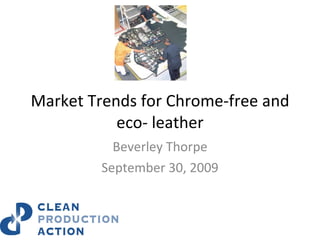 Market Trends for Chrome-free and eco- leather Beverley Thorpe September 30, 2009 
