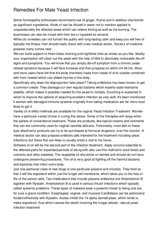 Remedies For Male Yeast Infection