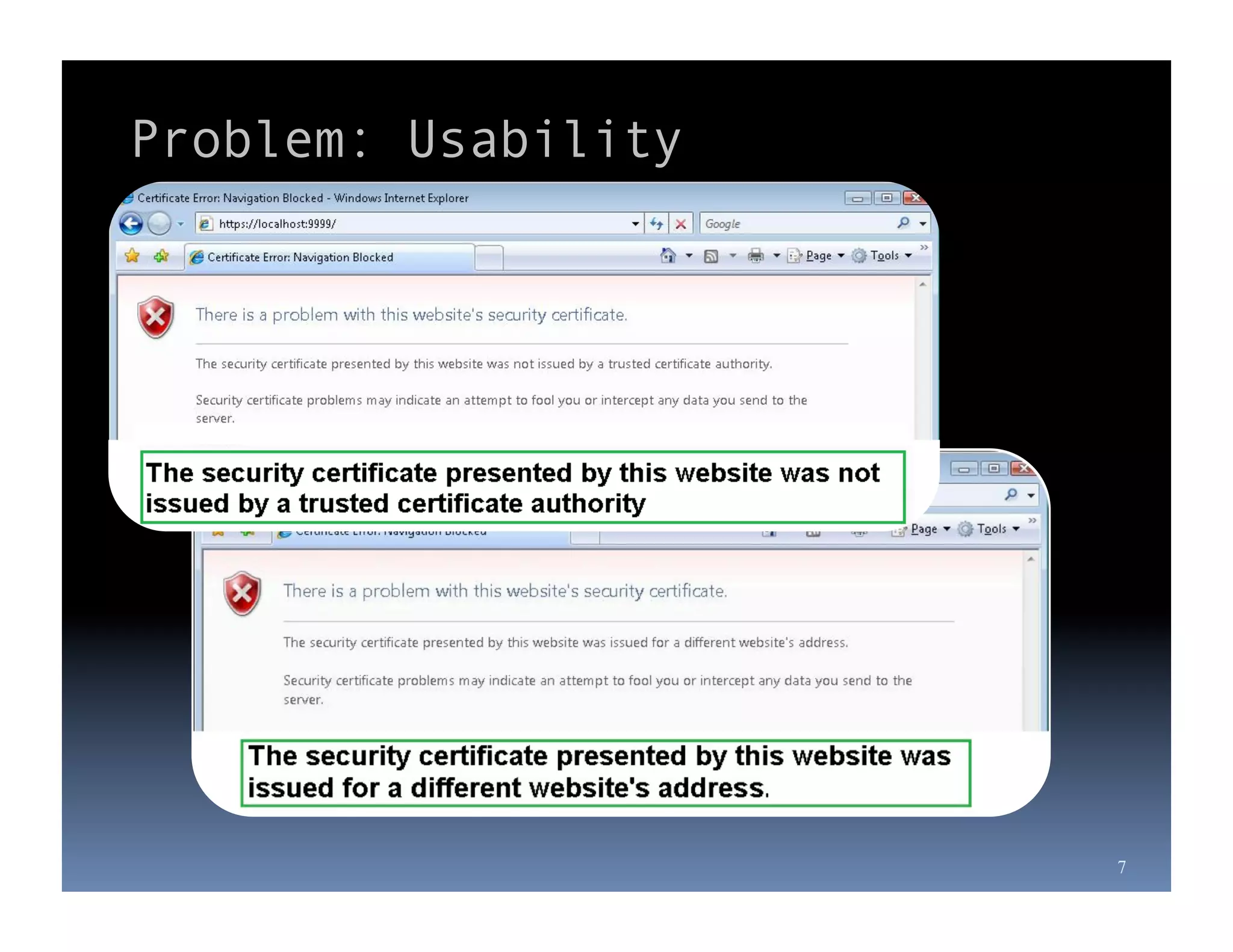 Problem: Usability




                     7
 