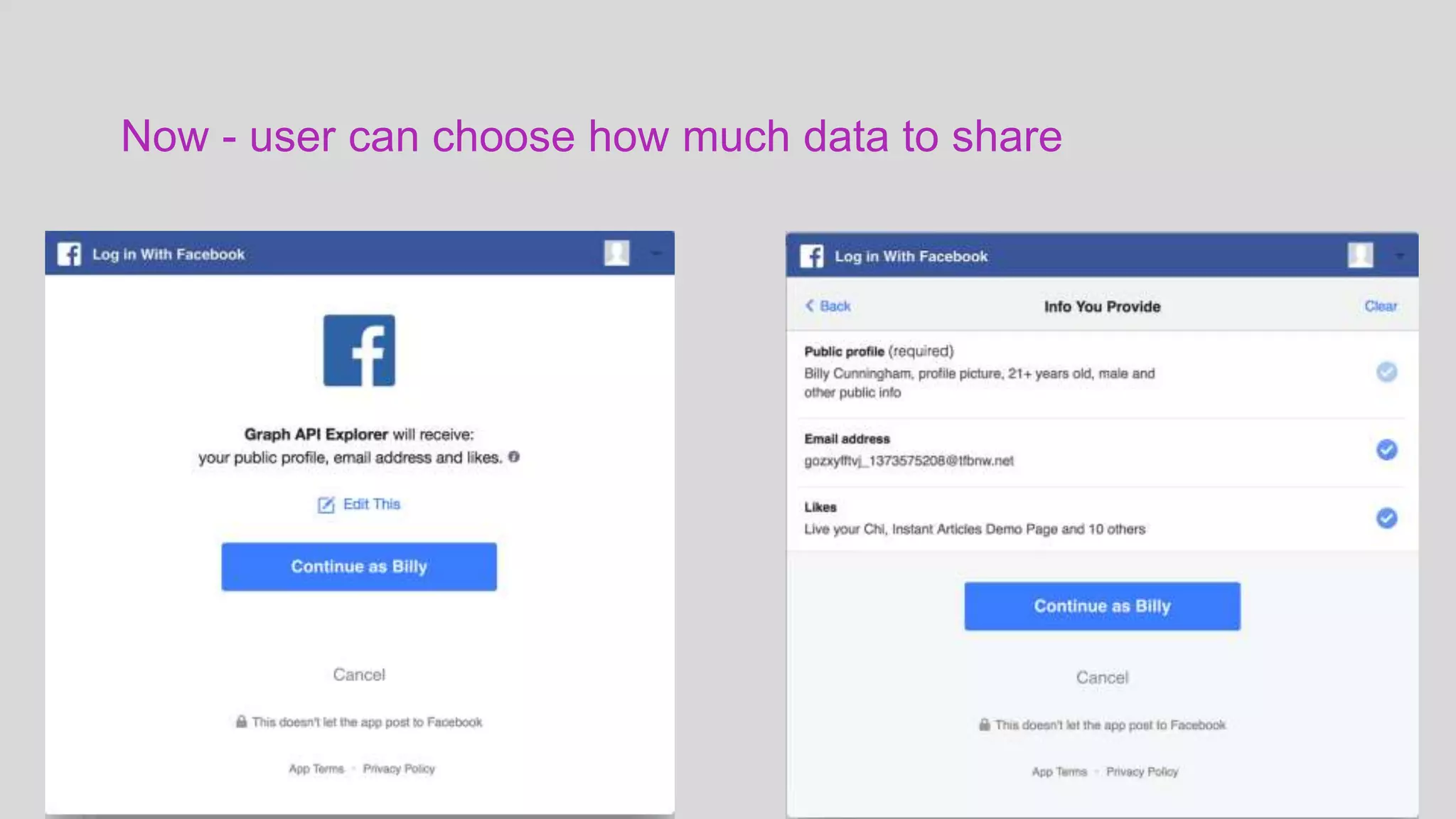 Now - user can choose how much data to share
 