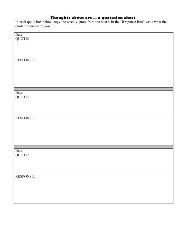thoughts about art a quotation sheet quotation sheet