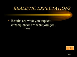 Results are what you expect; consequences are what you get. Anon REALISTIC EXPECTATIONS 