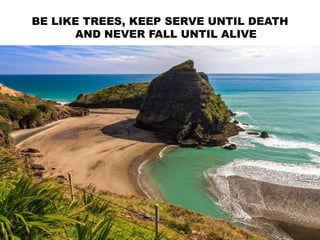 BE LIKE TREES, KEEP SERVE UNTIL DEATH
AND NEVER FALL UNTIL ALIVE
 