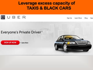 Leverage excess capacity of
TAXIS & BLACK CARS
 