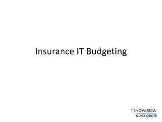 Insurance IT Budgeting 
QUICK QUOTE 
 