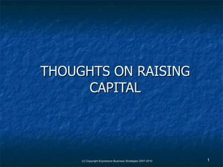 THOUGHTS ON RAISING CAPITAL 
