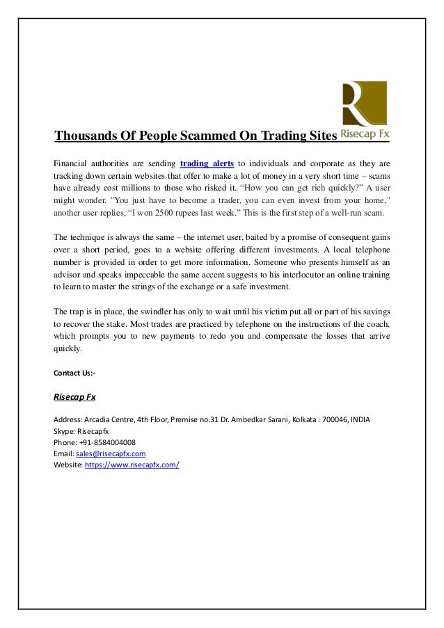Thousands Of People Scammed On Trading Sites - 