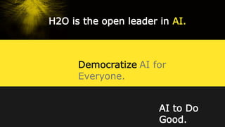 AI to Do
Good.
Democratize AI for
Everyone.
H2O is the open leader in AI.
 