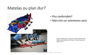Matelas ou plan dur?
• Plus confortable?
• Mais test sur volontaires sains
Dr Arnaud Depil Duval - Urgences Evreux - Verno...