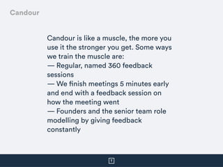 Candour is like a muscle, the more you
use it the stronger you get. Some ways
we train the muscle are:
— Regular, named 36...