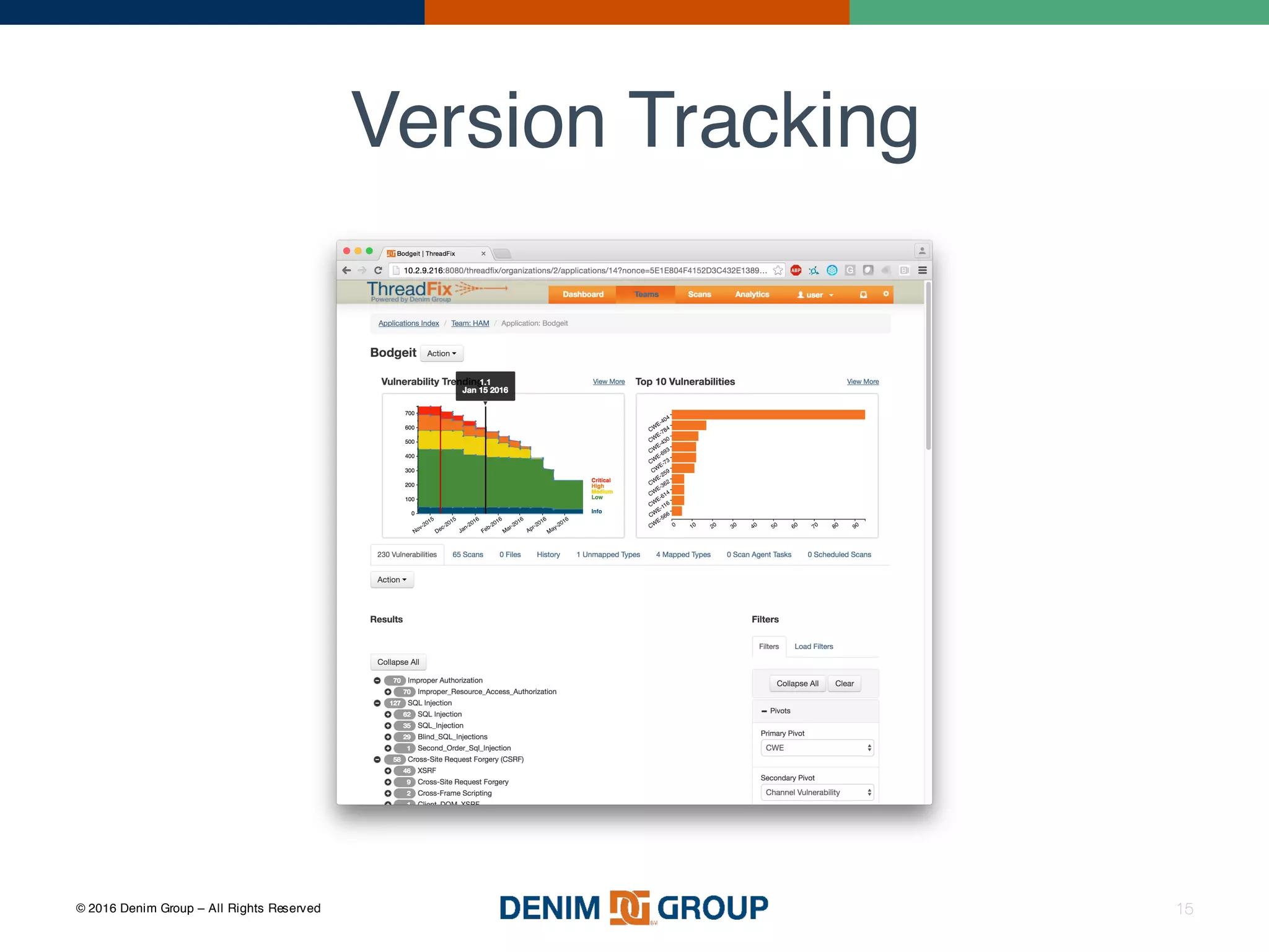 © 2016 Denim Group – All Rights Reserved
Version Tracking
15
 