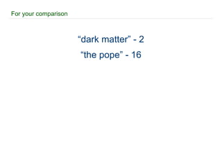 For your comparison “ dark matter” - 2 “ the pope” - 16 