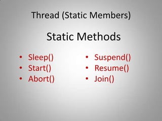 Thread (Static Members)Static Methods