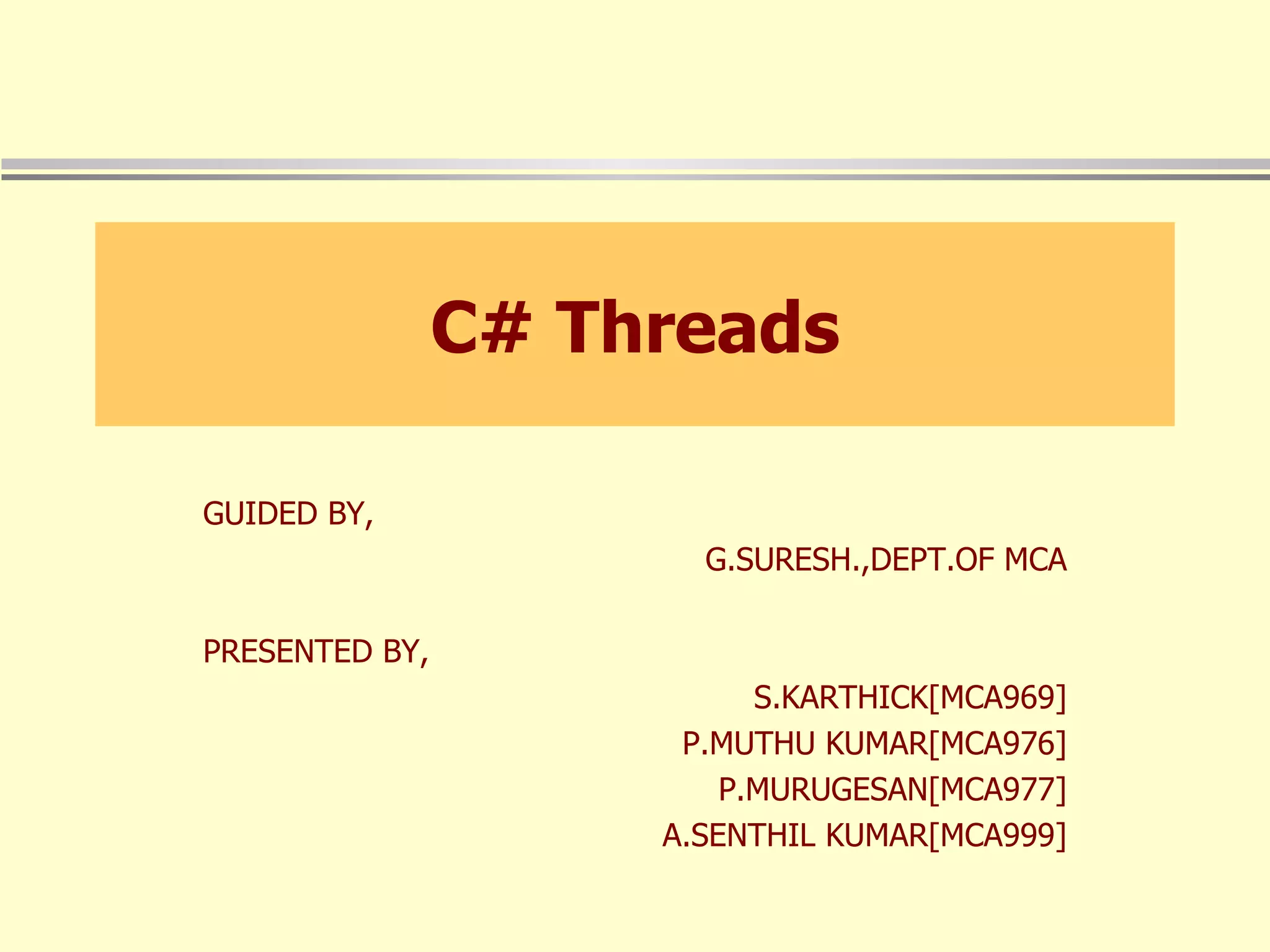 Threads c sharp ppt