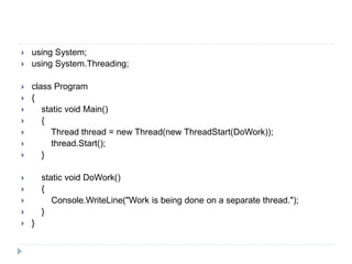 Threads and synchronization in C# visual programming.pptx