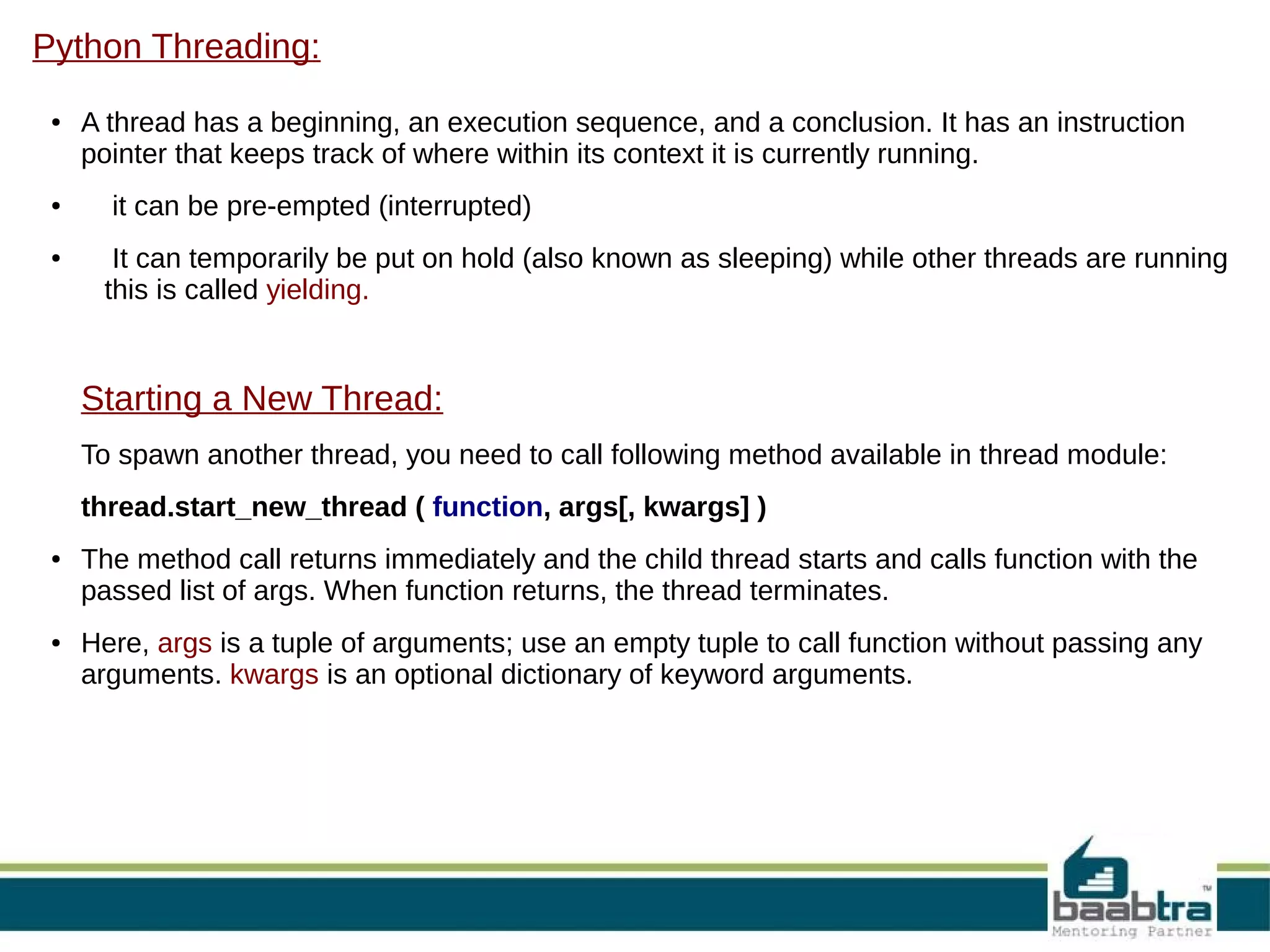 Threads in python | ODP