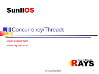 www.SunilOS.com 1
www.sunilos.com
www.raystec.com
Concurrency/Threads
 