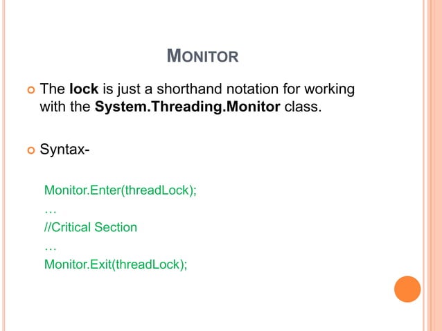C# Thread synchronization | PPT