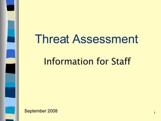 Threat Assessment ,[object Object],September 2008 