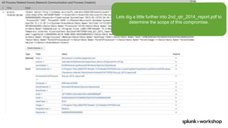 © 2017 SPLUNK INC.
Lets dig a little further into 2nd_qtr_2014_report.pdf to
determine the scope of this compromise.
 