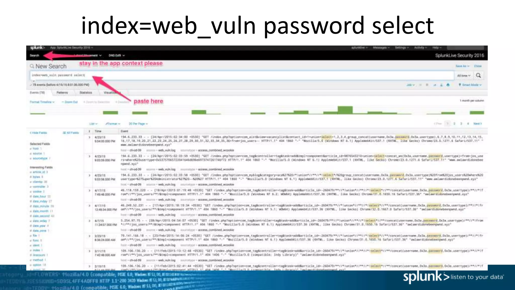 index=web_vuln password select
 