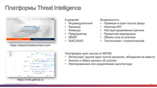 © Cisco и(или) ее аффилированные лица, 2014 г. Все права защищены. 28
Платформы Threat Intelligence
https://www.threatconn...