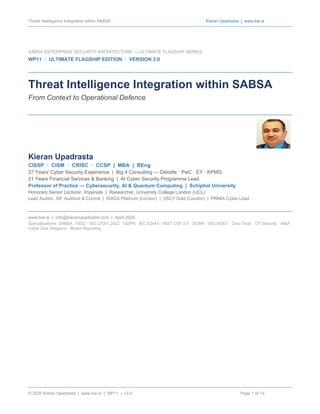 Integrating Threat Intelligence into SABSA Security Architecture for ...