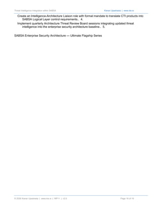 Integrating Threat Intelligence into SABSA Security Architecture for ...