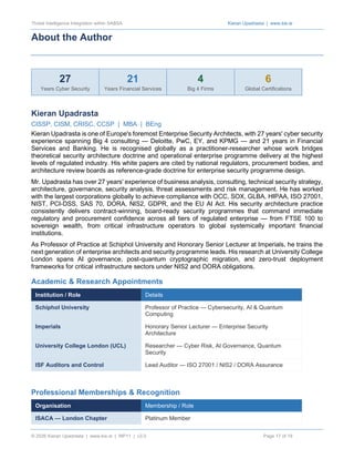 Integrating Threat Intelligence into SABSA Security Architecture for ...