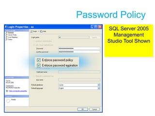 Fail To Secure ModeFunction Authenticate(UserID As String, Password As String)Dim Authenticated As Boolean = True   Try  Dim conn As New SqlConnection(connString)      conn.Open()      Dim cmd As New SqlCommand("SELECT Count(*) FROM Users …”)      Dim count As Integer      count = cmd.ExecuteScalar()      Authenticated = (count = 1)  Catch ex As Exception      MessageBox.Show("Error logging in " + ex.Message)  End Try  Return AuthenticatedEnd FunctionAuthenticated As Boolean = TrueDanger!!Assumes Success