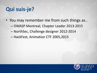 OWASP Québec: Threat Modeling Toolkit - Jonathan Marcil