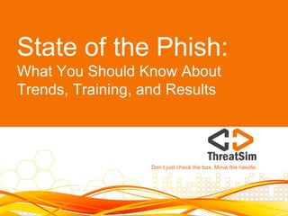 State of the Phish:
What You Should Know About
Trends, Training, and Results
Don’t just check the box. Move the needle.
 