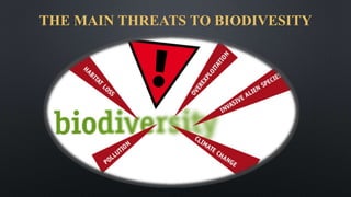 THE MAIN THREATS TO BIODIVESITY
 