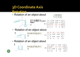 Three dimensional geometric transformations | PPTX