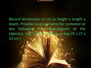 Object Dimensions Format Three dimensional objects1 | PPT