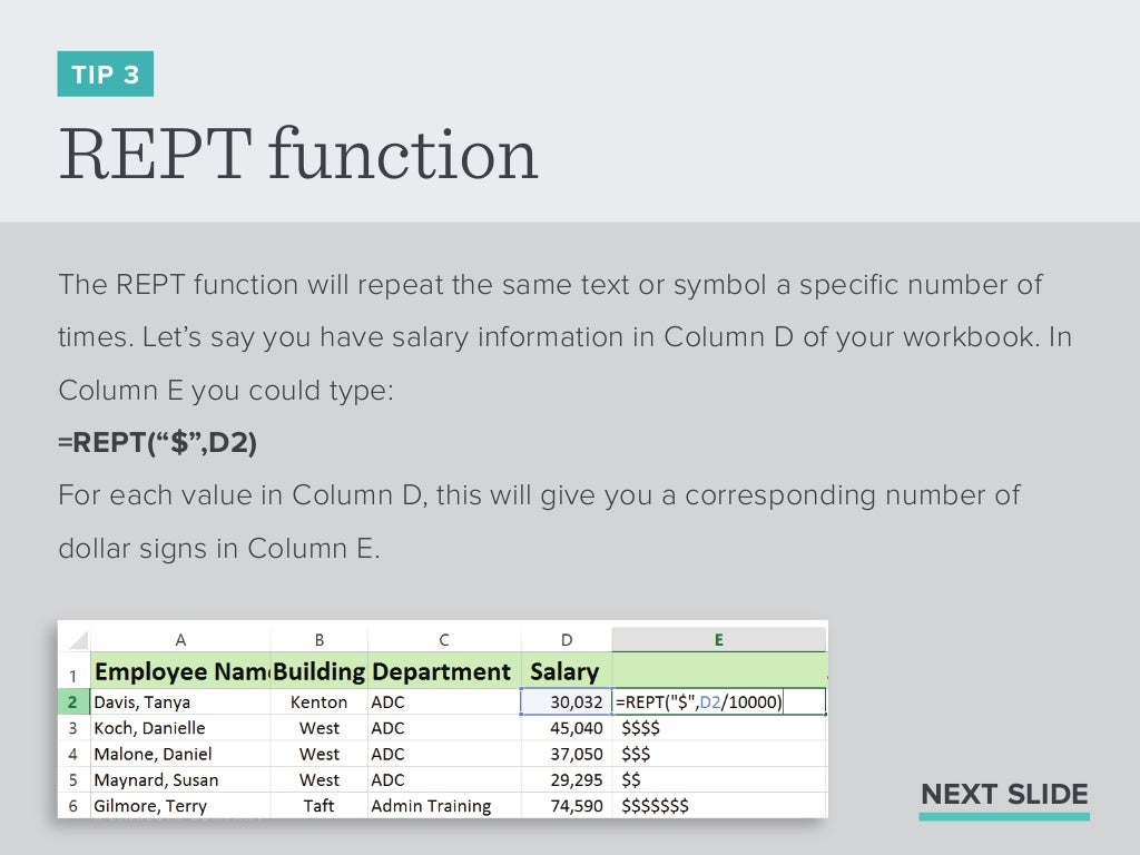 REPT function TIP 3 The
