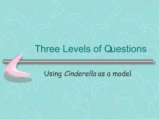 Three Levels of Questions Using  Cinderella  as a model 