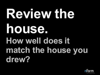Review the house. How well does it match the house you drew? 
