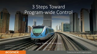 CONFIDENTIAL | 1
Featured Project:
Dubai Metro, U.A.E | US $7.8B Value
Trusted by the world’s largest projects
3 Steps Toward
Program-wide Control
Casey Savlov, VP at Aconex
 