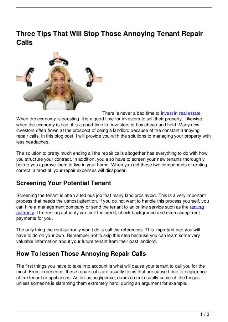 your tip how mechanic to Annoying Calls Tenant Those Repair Three Tips That Will Stop your tip how mechanic to Annoying Calls Tenant Those Repair Three Tips That Will Stop