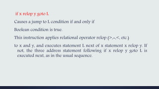 Three address code In Compiler Design | PPTX