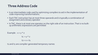 Three address code In Compiler Design | PPT