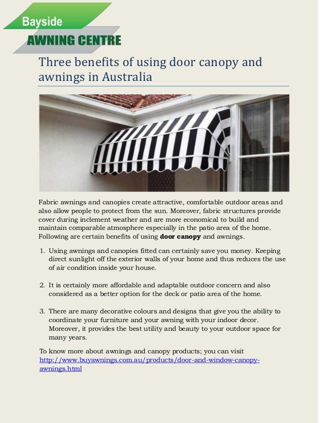 Three benefits of using door canopy and awnings