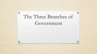 The Three Branches of
Government
 