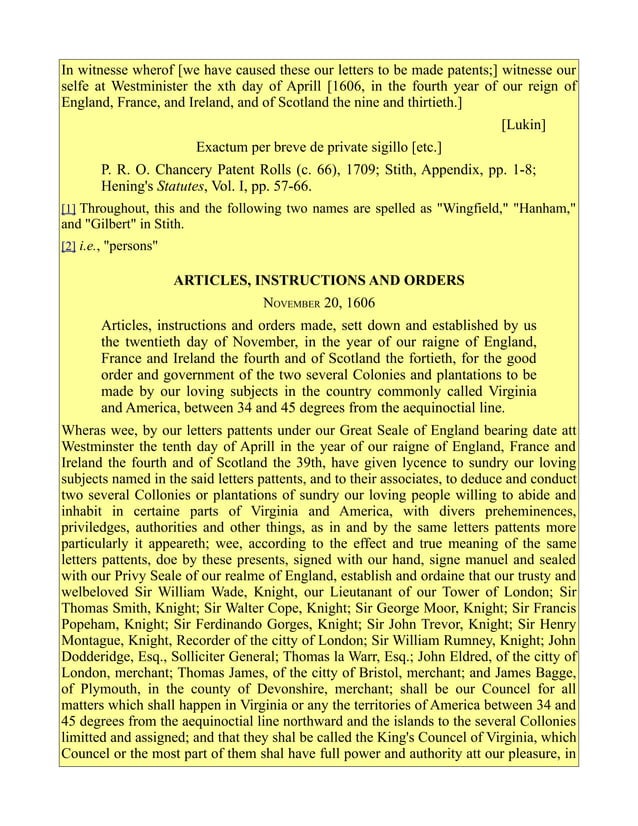 Three Charters of The Virginia Company