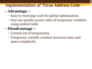 Three Address code | PPTX | Programming Languages | Computing